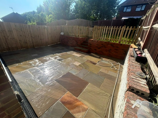 Sandstone patio & step